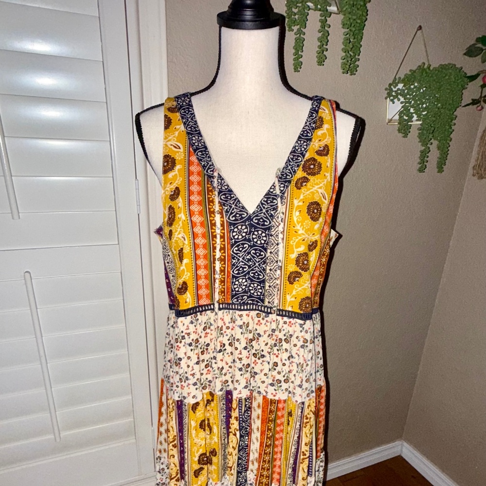 Maurices L Boho Tiered Dress - Excellent Condition Vibrant Prints!